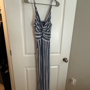 Blue and White Striped Jumpsuit
